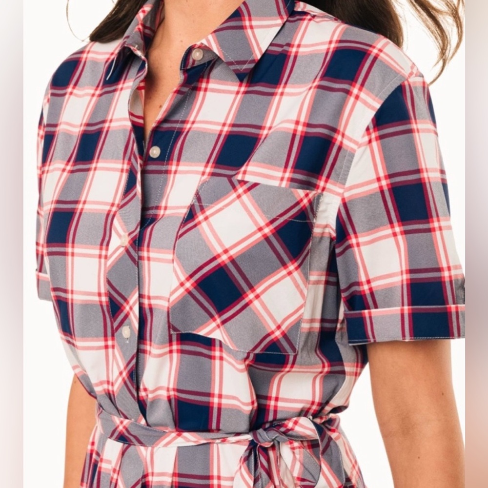 Southern Tide Intercostal Franca Plaid Shirt Dress in medium NWOT - Picture 7 of 13